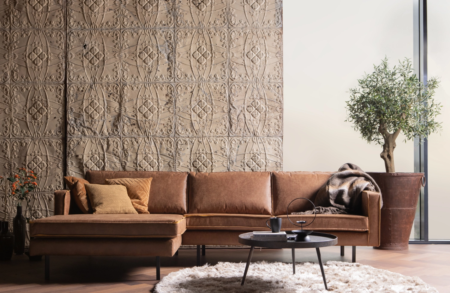 Bank Chaise longue Rodeo links (cognac) huren? Huur bij KeyPro meubelhuur!